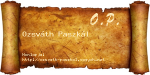 Ozsváth Paszkál névjegykártya